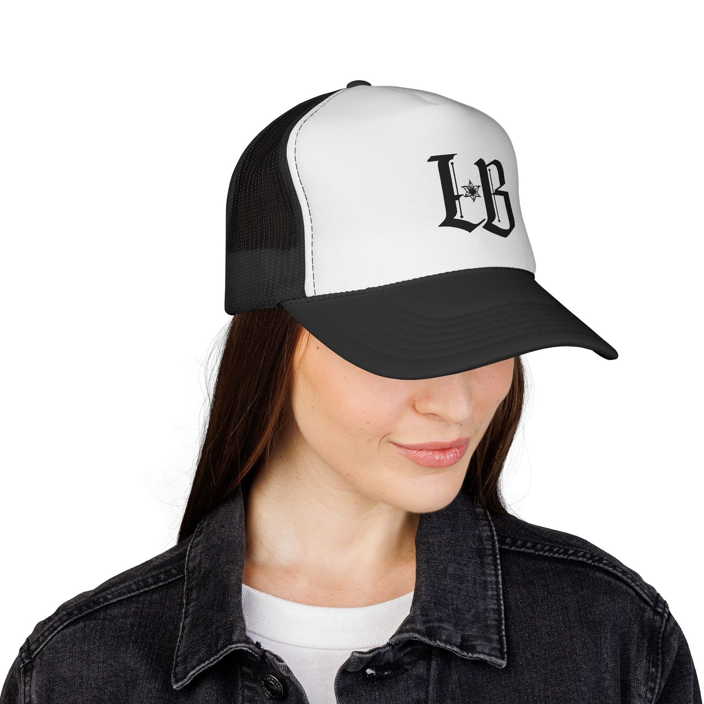 Lily Black Gothic Trucker Cap – Vintage Monogram Mesh Hat